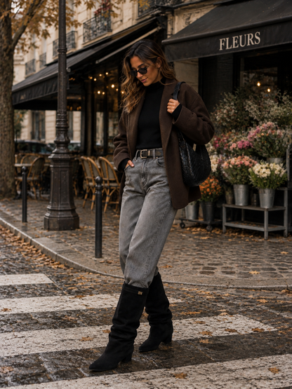 Suède Slouch Boots - zwart