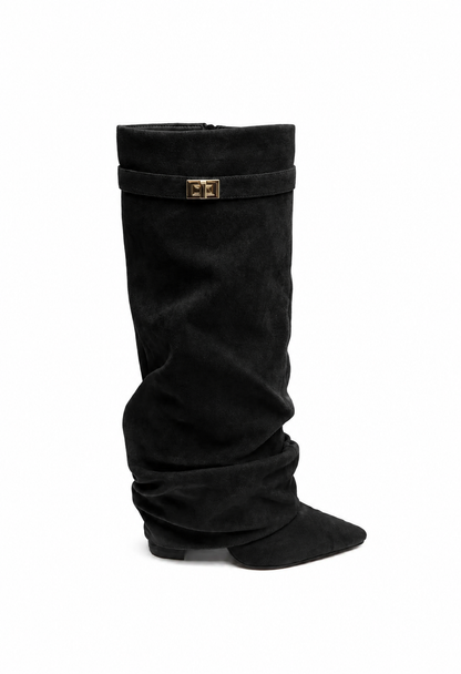 Suède Slouch Boots - zwart