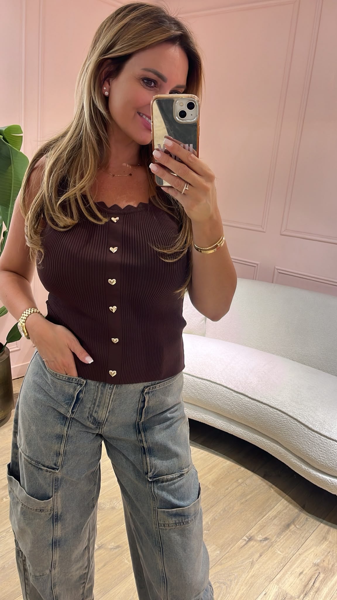 Golden Heart Top - bruin