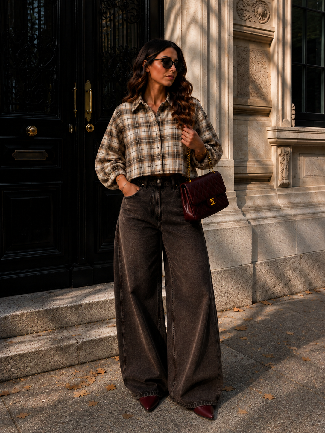 The Autumn Check Blouse - bruin