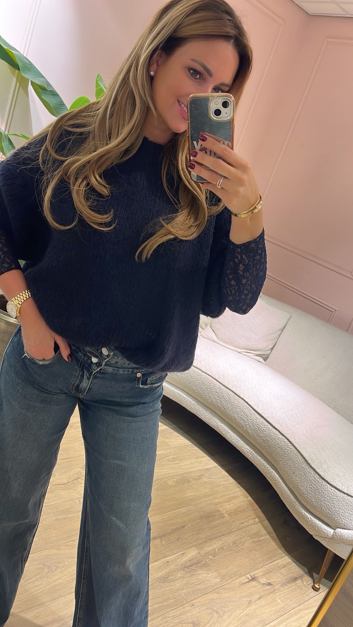 Livia Soft Knit Top - donkerblauw