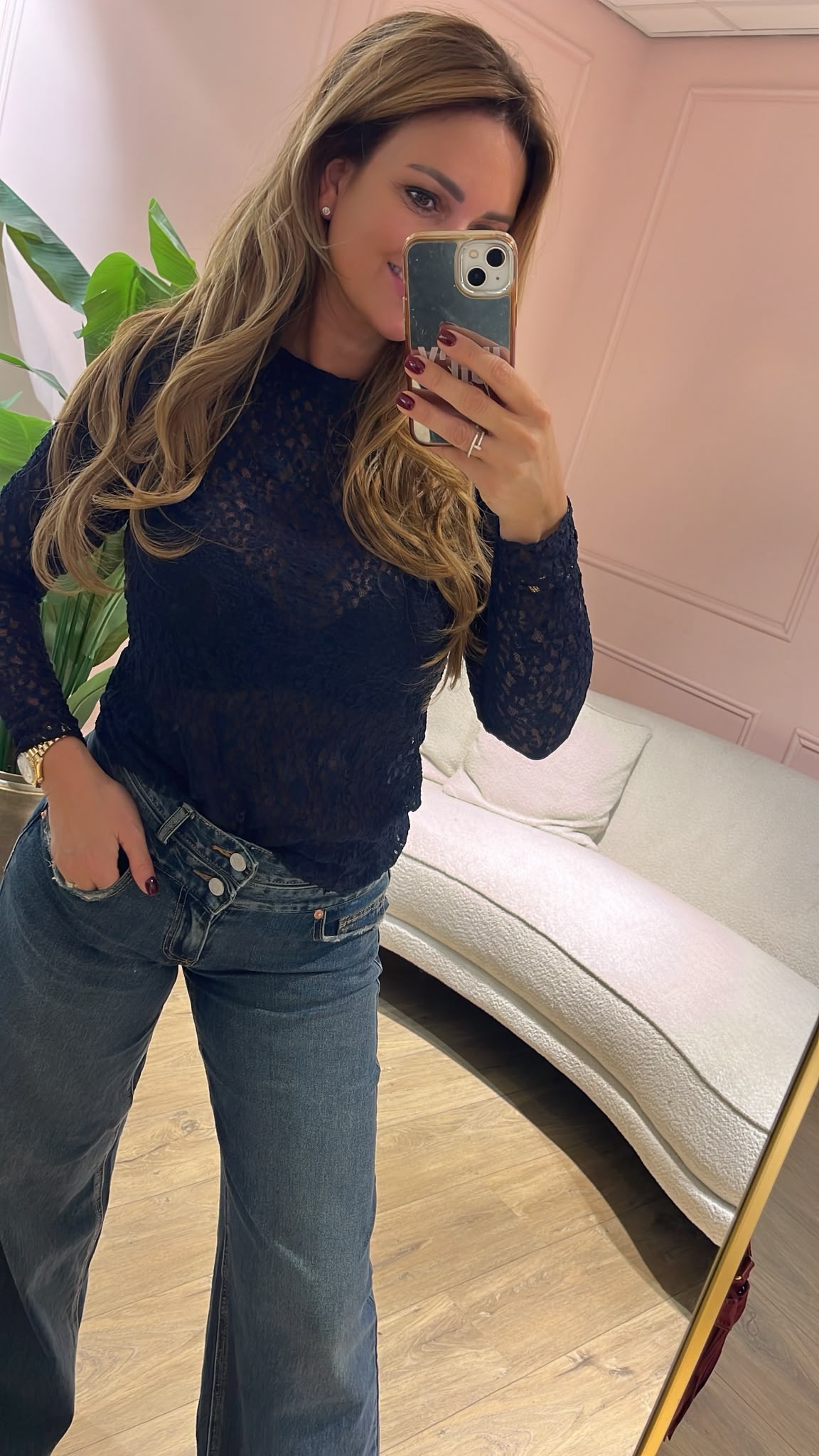 Noëlle Lace Top - donkerblauw