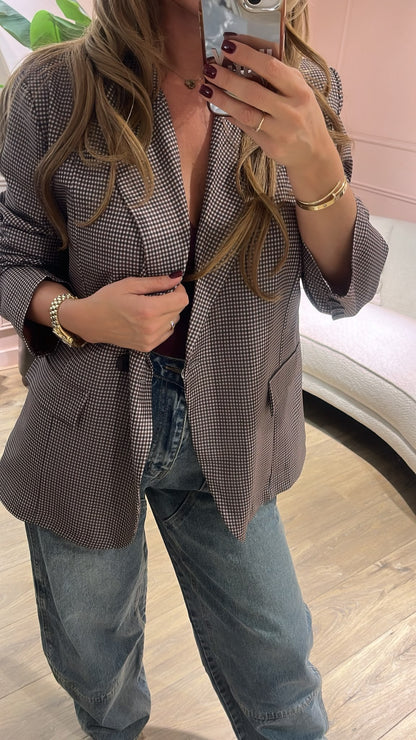 Livia Check Blazer - chocolate