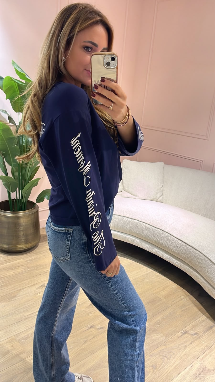 Maison Script Top - donkerblauw