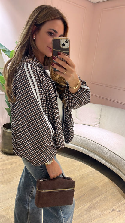 Retro Check Bomber - bruin/ zwart