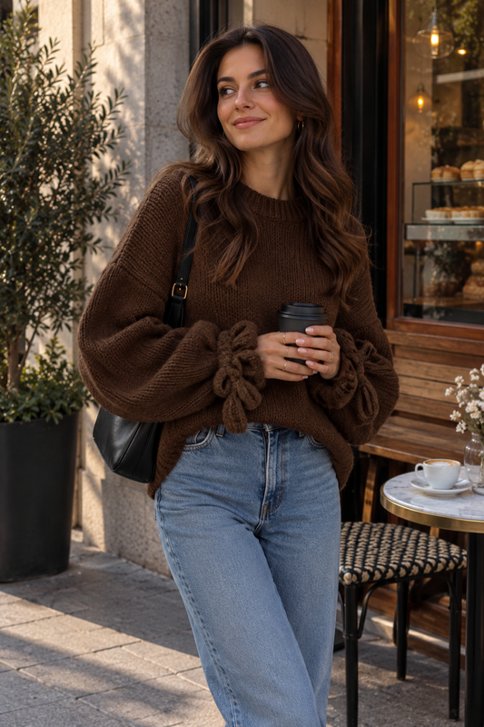 Bella Bow Trui - bruin