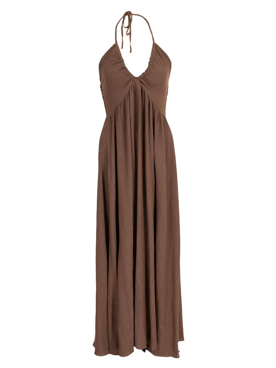 Azzuro Livia Maxi Jurk-bruin