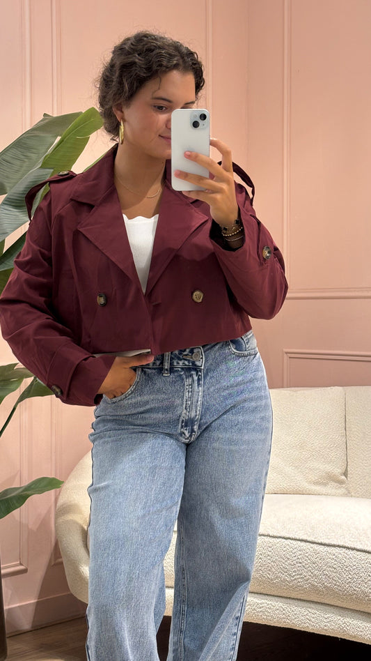 Korte Trenchcoat Jasje – Bordeaux