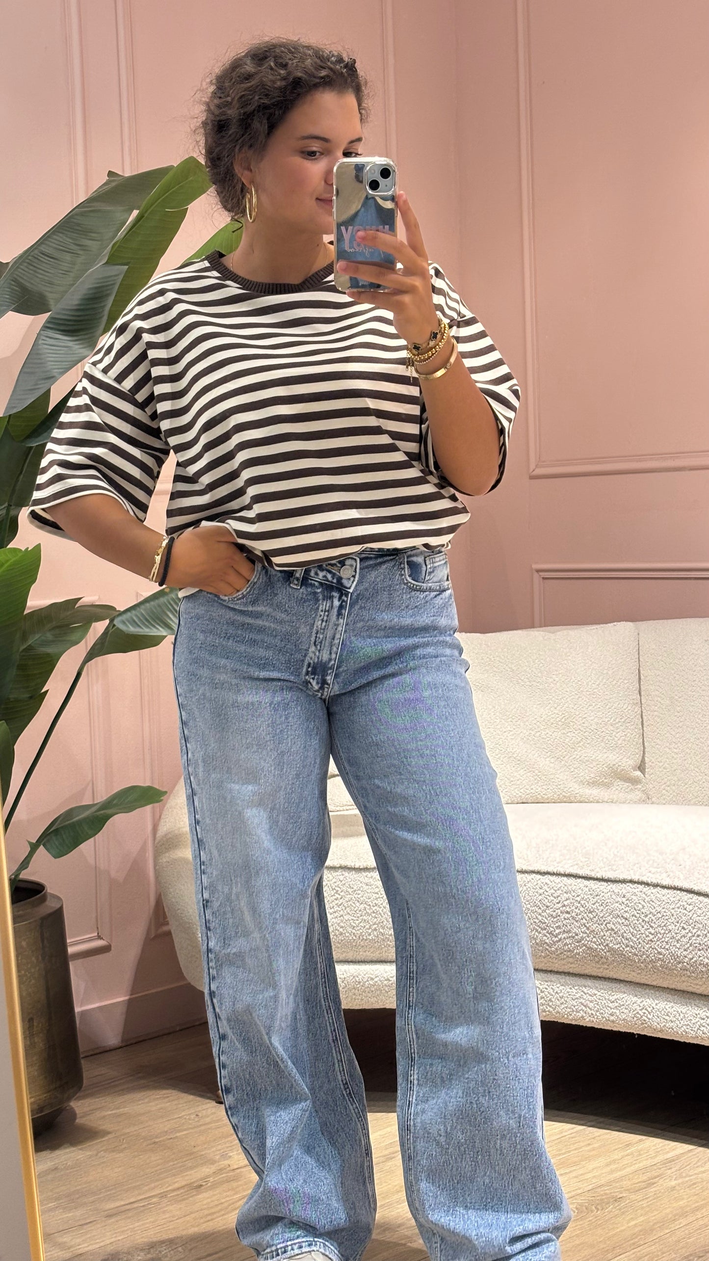 Striped Chic Shirt - Brown