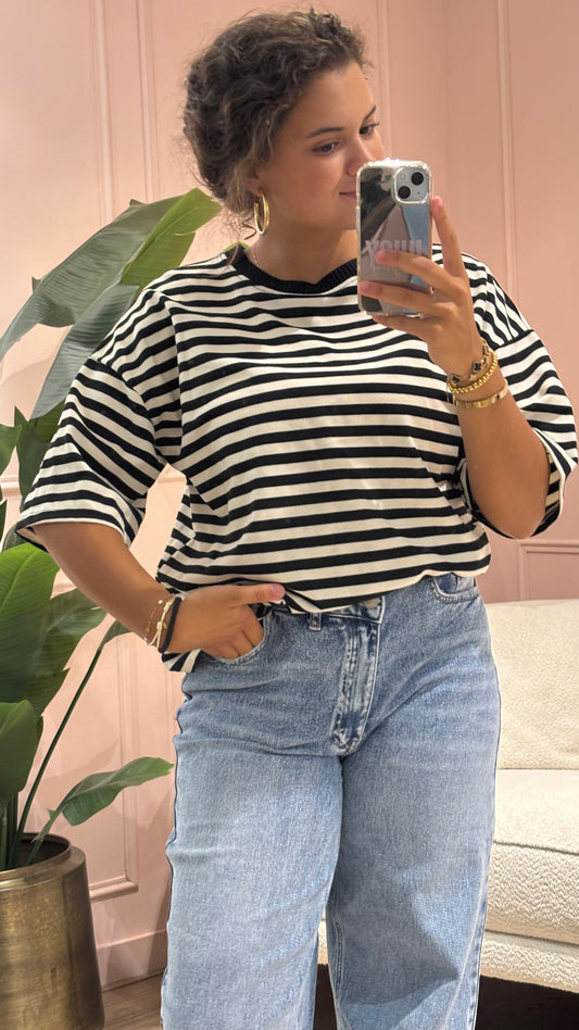 Striped Chic Shirt - Black