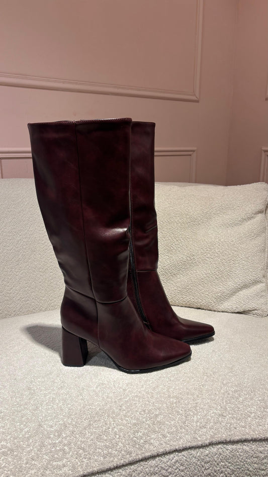 Elegante Leren Laarzen - Wine red