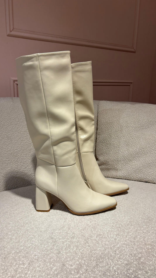Elegante Leren Laarzen - Beige