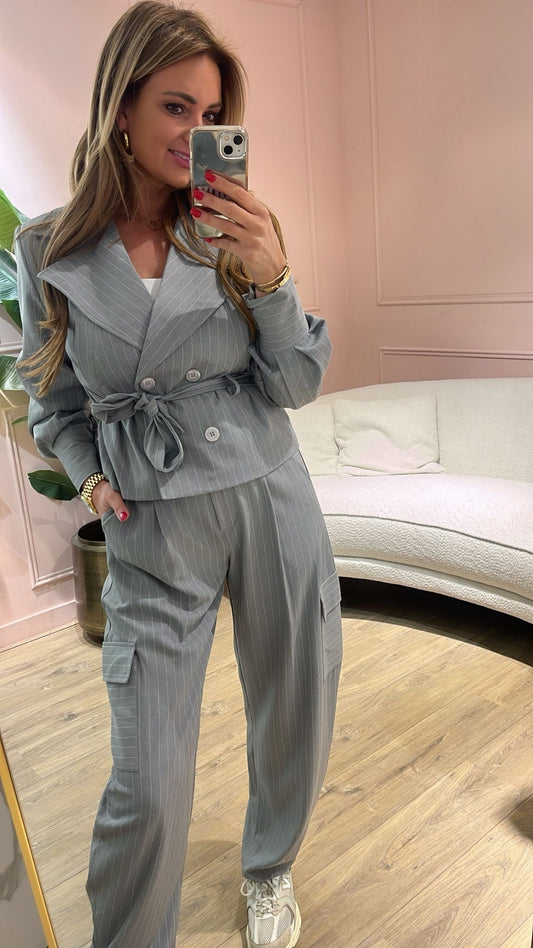 SALE! Pinstripe Pantalon - grijs
