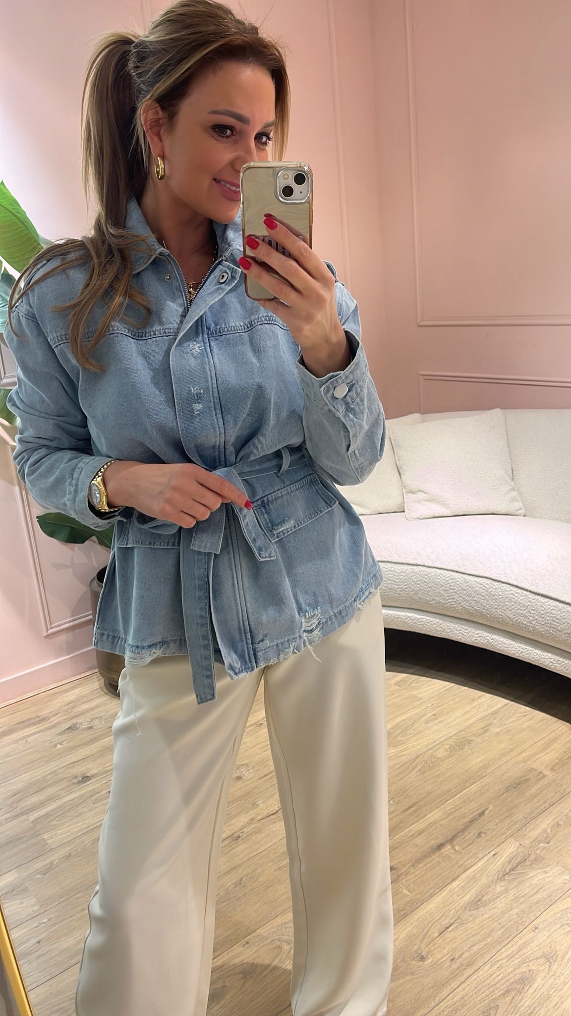 Denim Belt Jacket