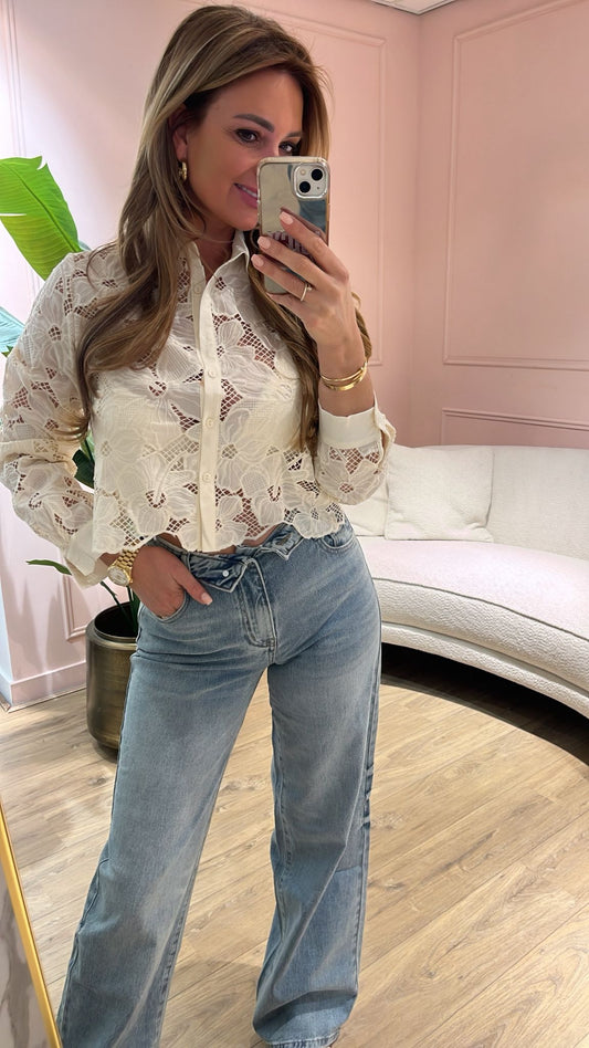 Livia Lace Blouse - creme