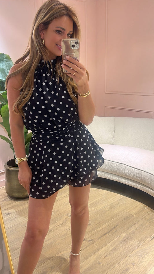 Polka Party Jumpsuit - zwart