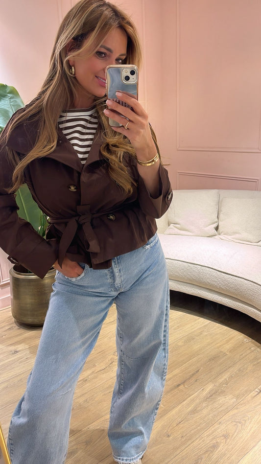 Paris Cropped Trench - bruin