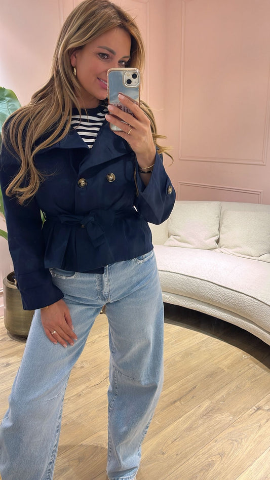 Paris Cropped Trench - blauw