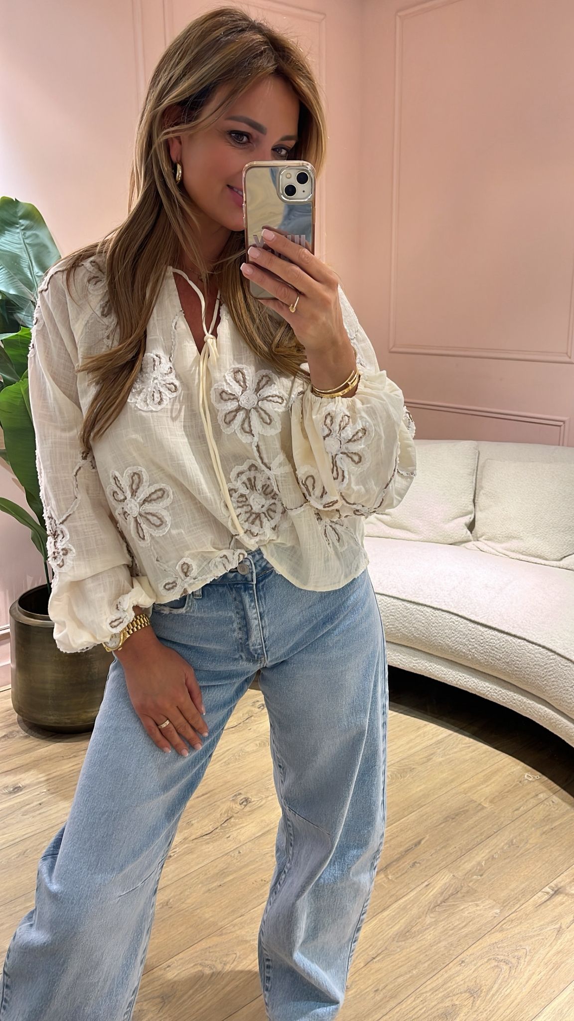 Flora Elegance Blouse - creme