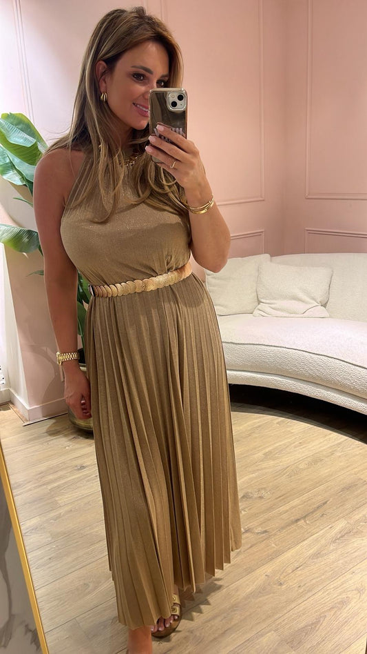 Golden Glow Dress - golden taupe