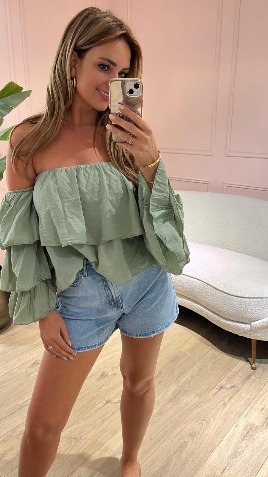 Bella Boho Top - saliegroen