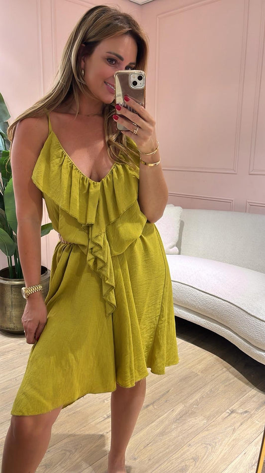 SALE !! Elodie Jurk - golden olive