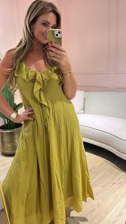 SALE !! Jurk Florien - golden olive