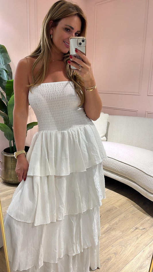 SALE !! Azzuro Bella Strapless Jurk - wit