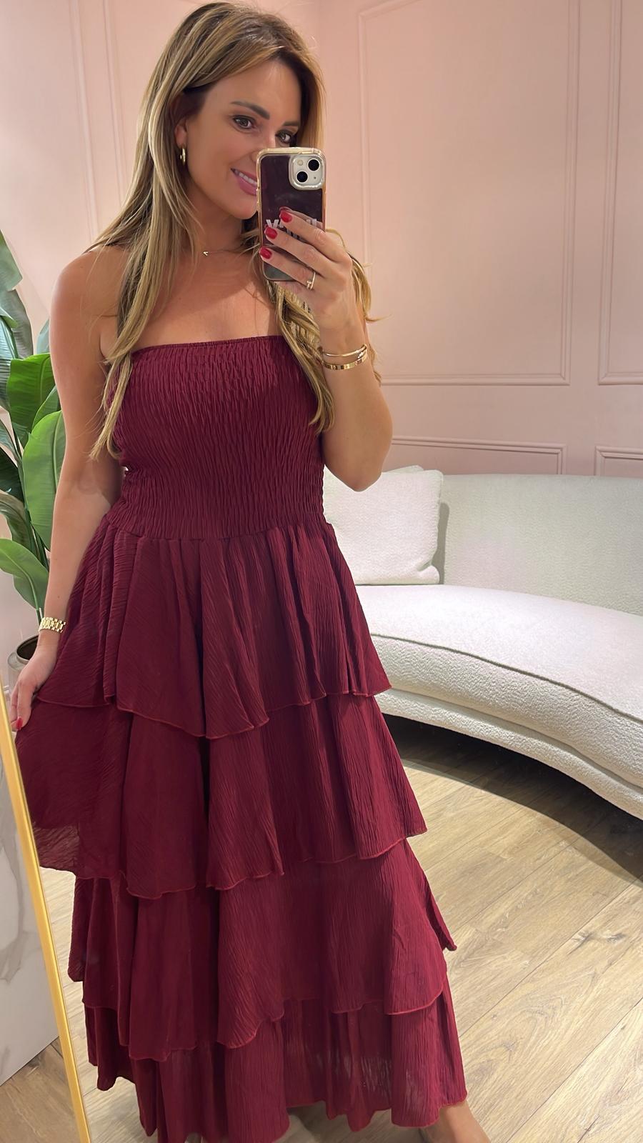 Azzuro Bella Strapless Jurk - burgundy