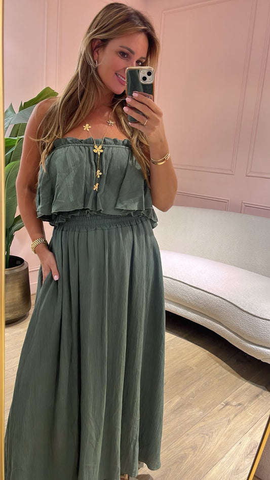 SALE!! Boho Two Piece Set - olijfgroen