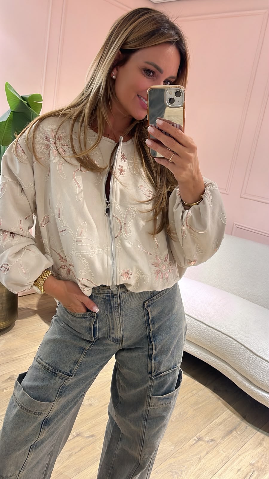 Flora Bomber Jacket - beige