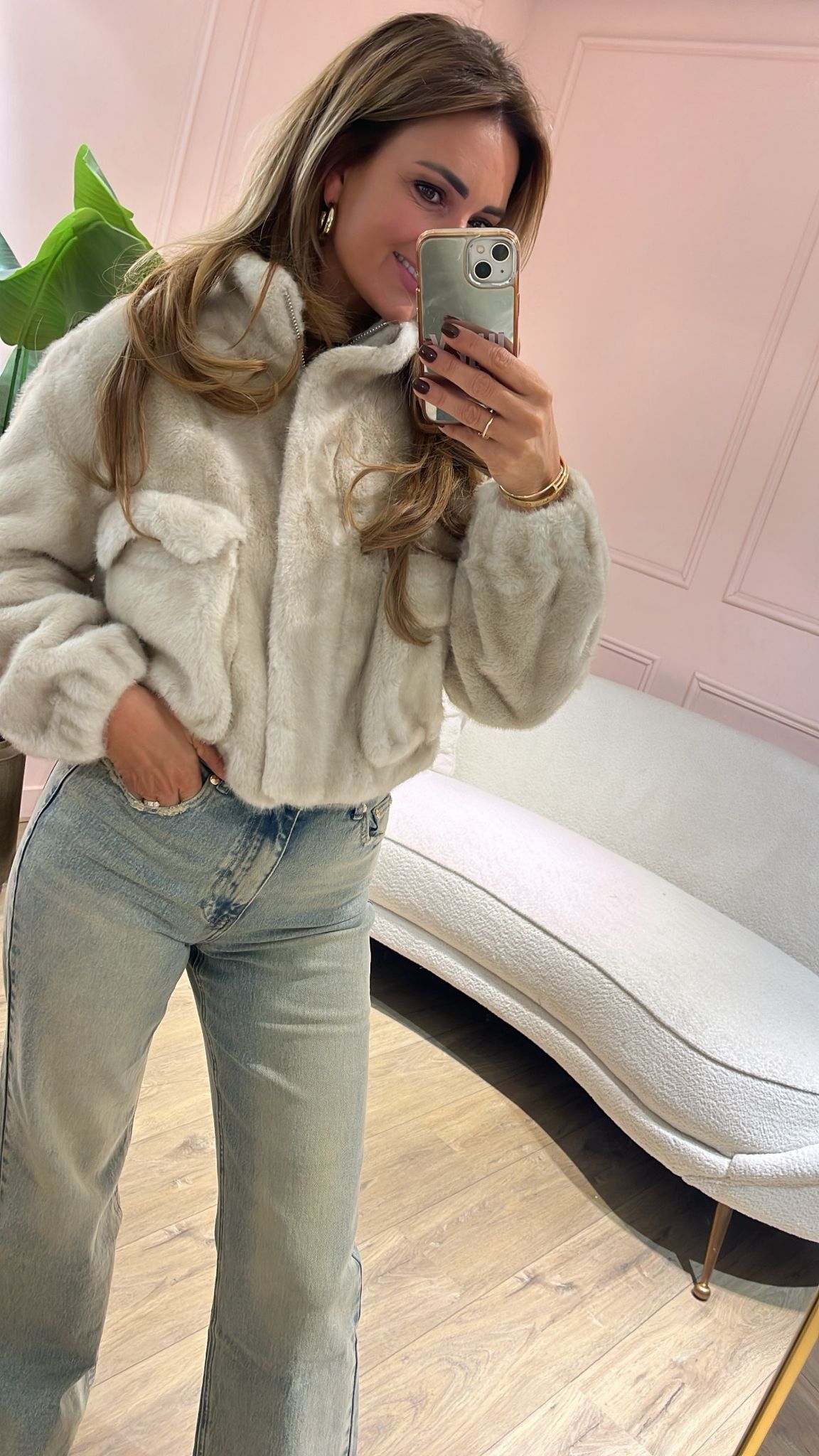 Faux Fur Jacket  - creme 🤍
