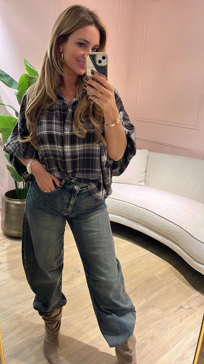 The Autumn Check Blouse - antraciet