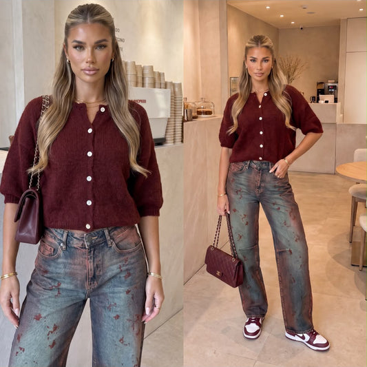 Cozy Button Vest - bordeaux