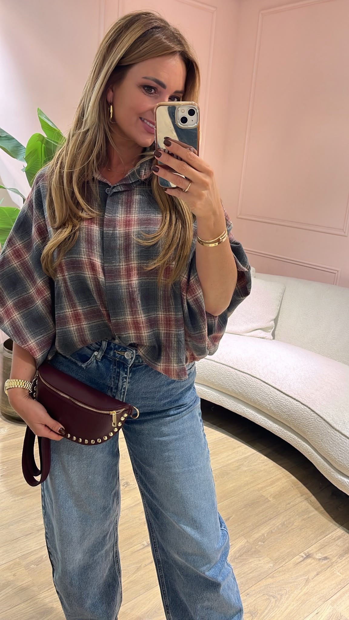 The Autumn Check Blouse - grijs