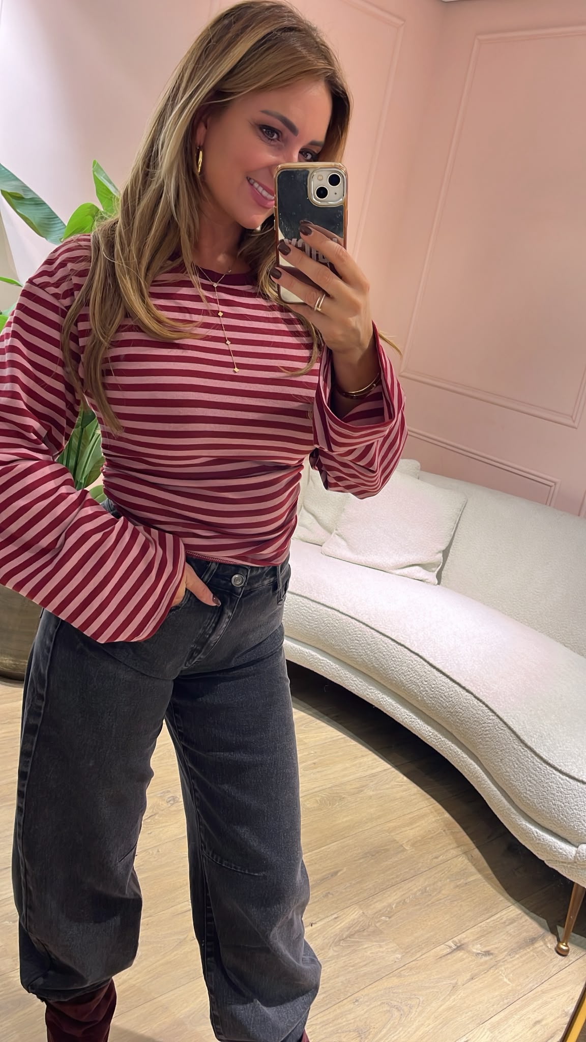 Top Faye - bordeaux/ roze