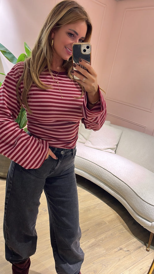 Top Faye - bordeaux/ roze