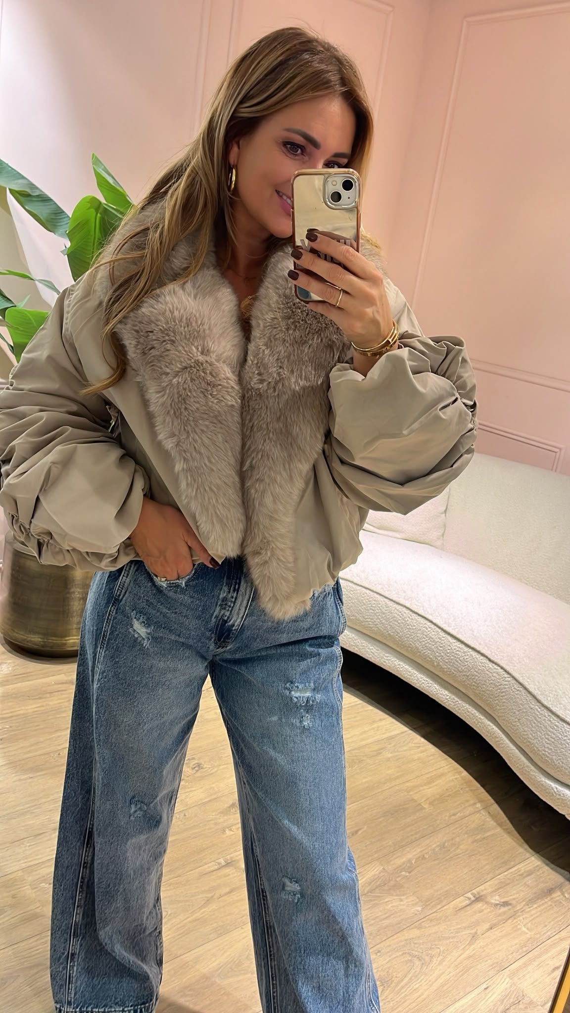 Amélie Fur Jacket  - taupe