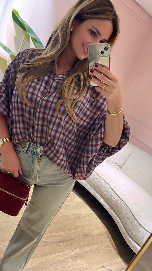 The Autumn Check Blouse - bordeaux/ blauw
