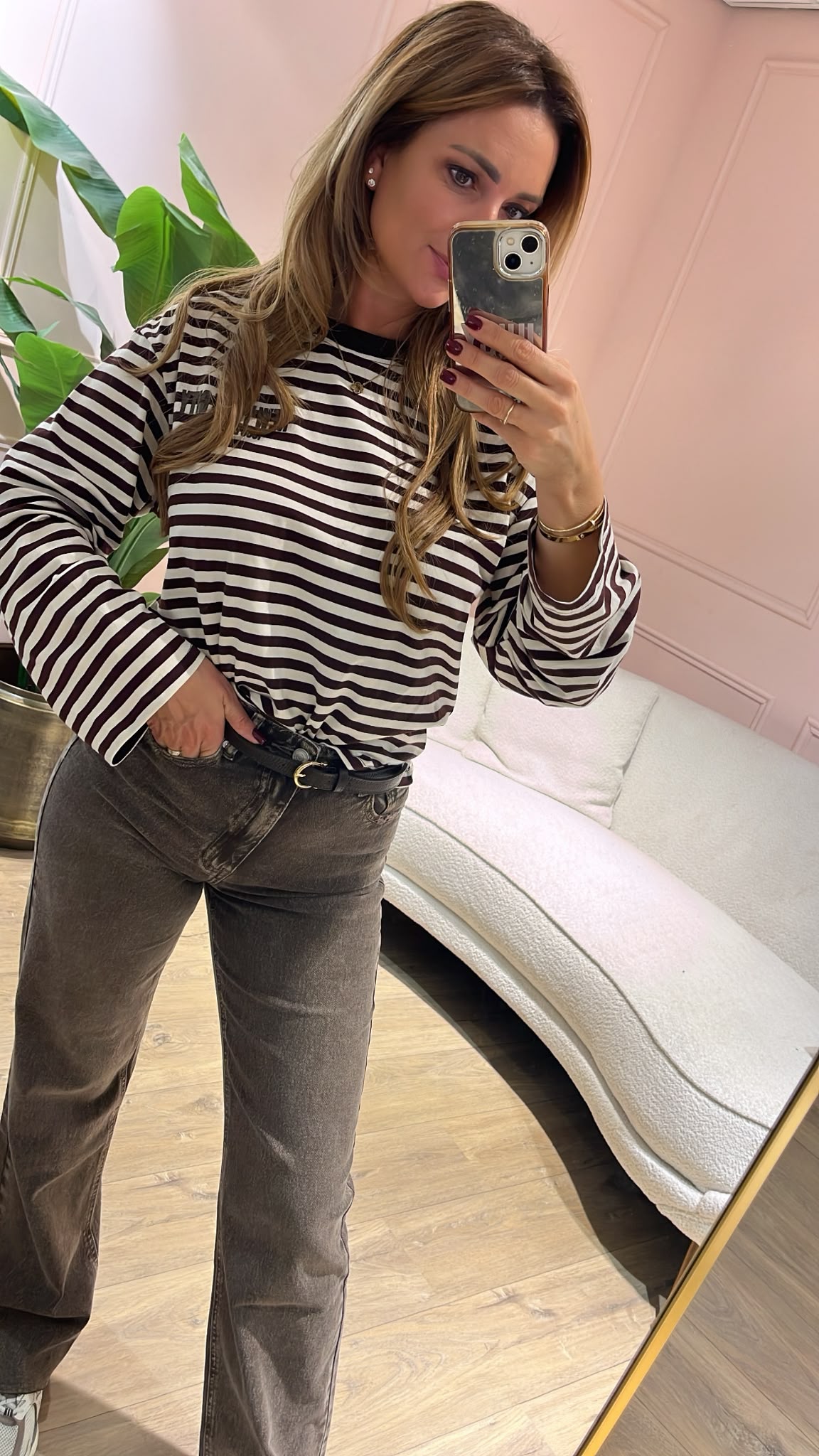 New York Striped Top - brown/ cream