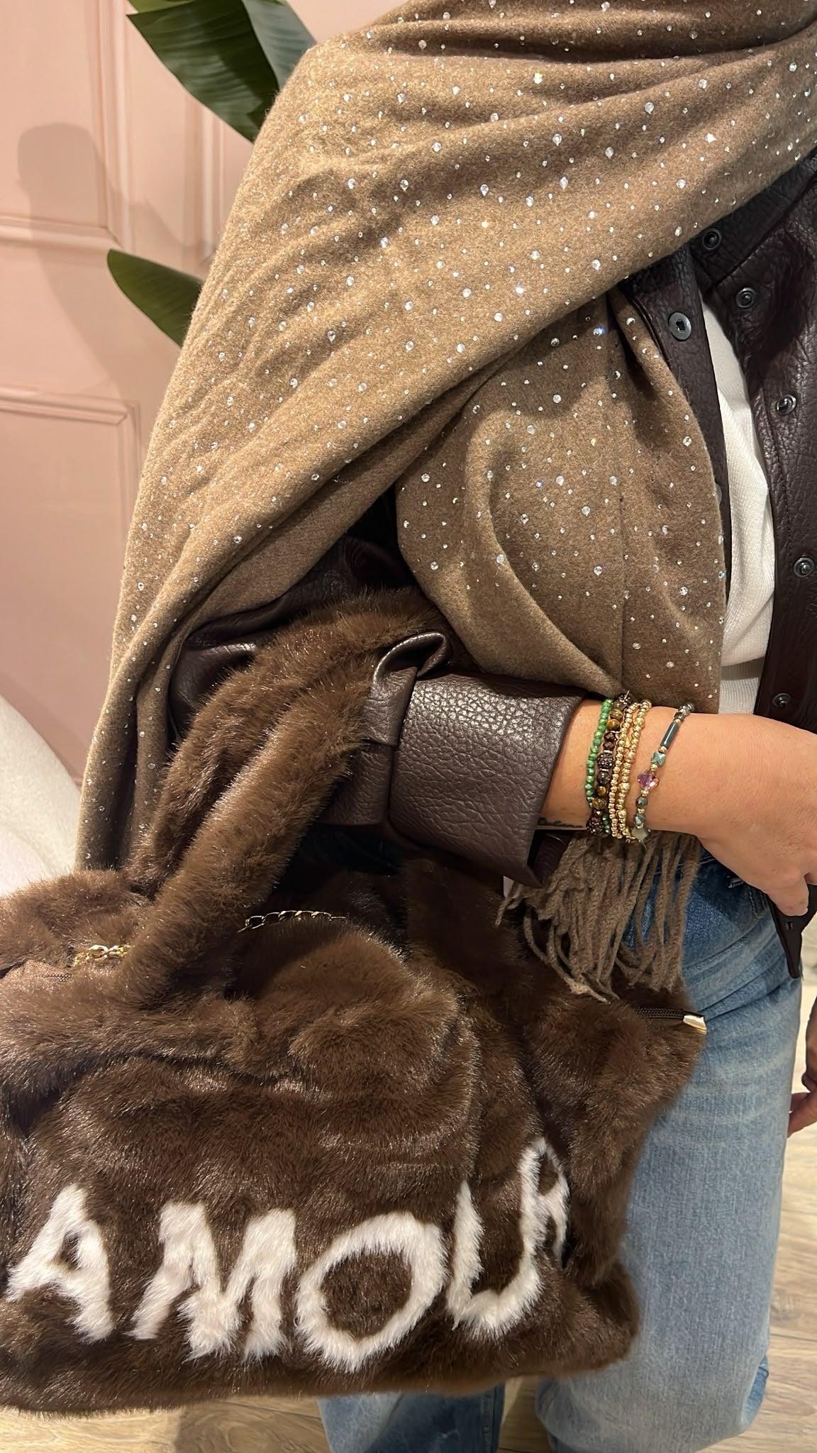 Diamond Sjaal - taupe