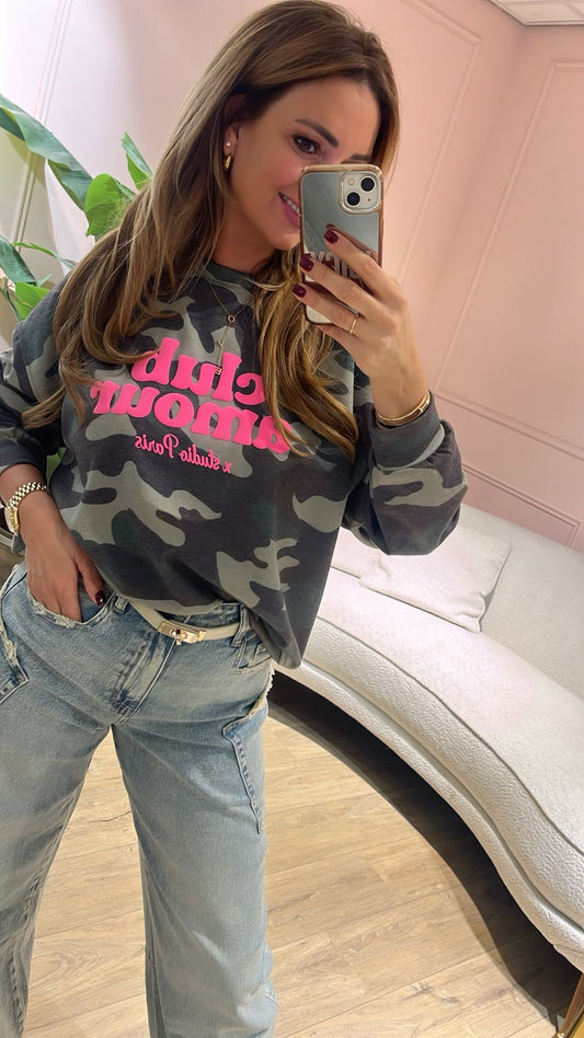 Camo Amour Sweater 💕 - groen/ grijs