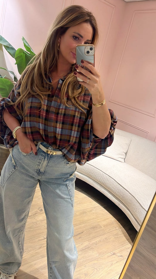 The Autumn Check Blouse - bordeaux/ blauw