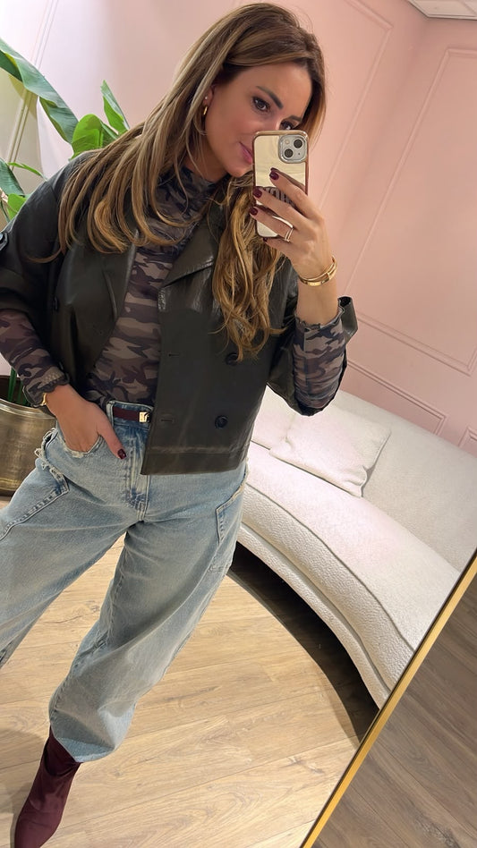 Liva Cropped Jacket - legergroen
