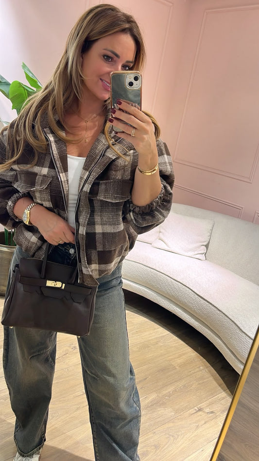 Maddie Check Bomber - chocolate