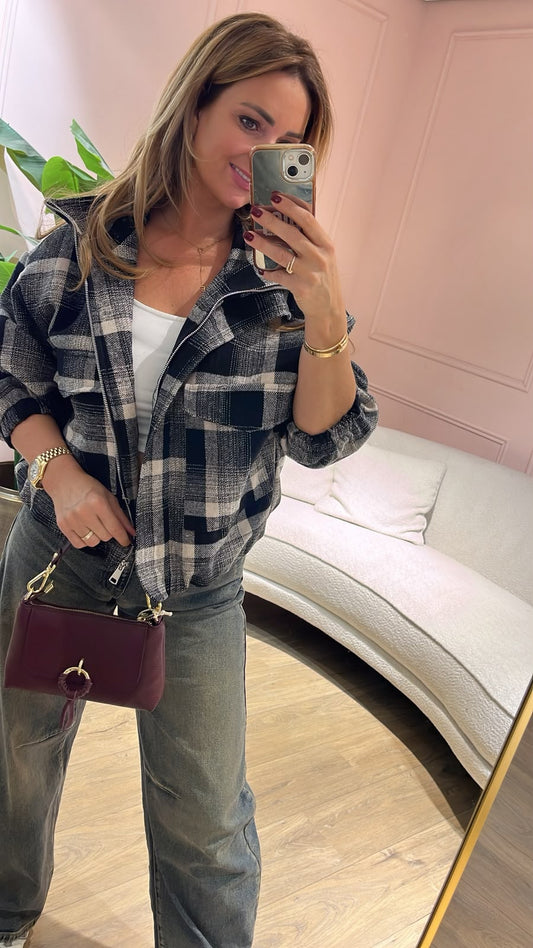 Maddie Check Bomber - navy