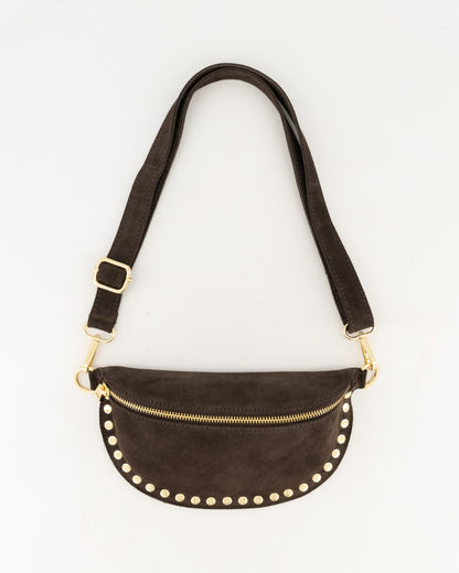 Suède Stud Bag - donkerbruin