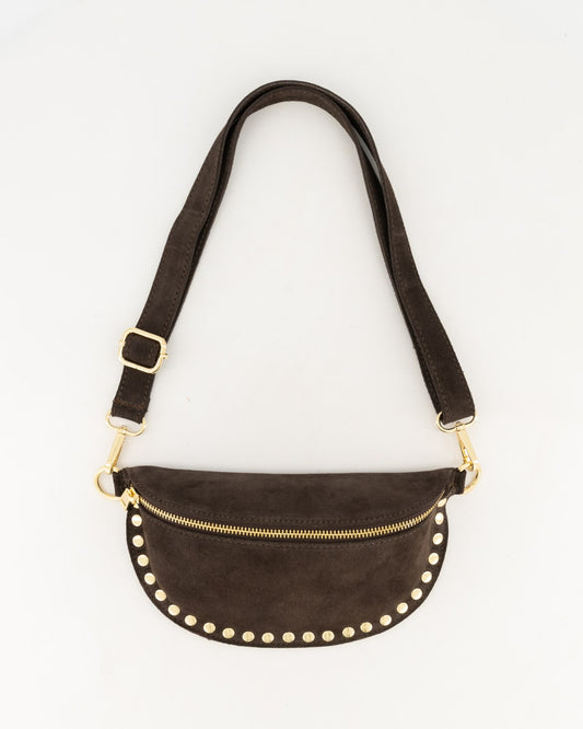 Suède Stud Bag - donkerbruin