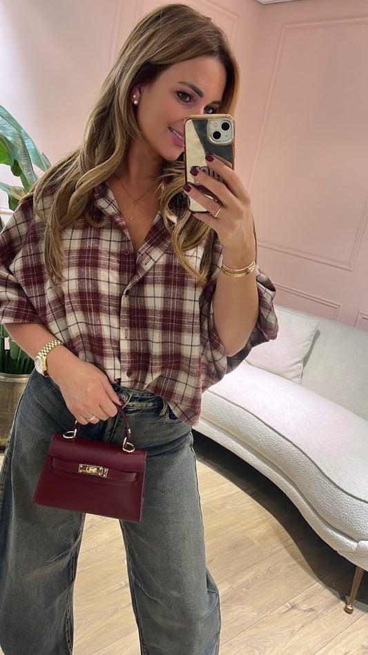 The Autumn Check Blouse - bordeaux