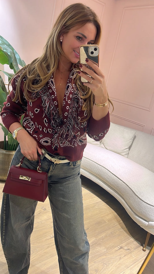 Bordeaux Boho Fringe Jacket